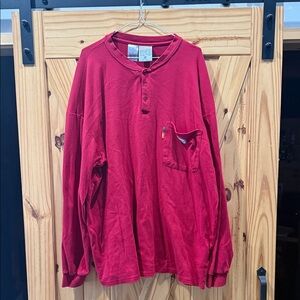 Classic Red Long Sleeve Henley Shirt